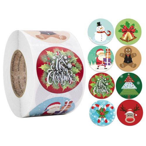 500pcs/Roll Christmas Stickers Candy Bag Sealing Sticker Set for New Year