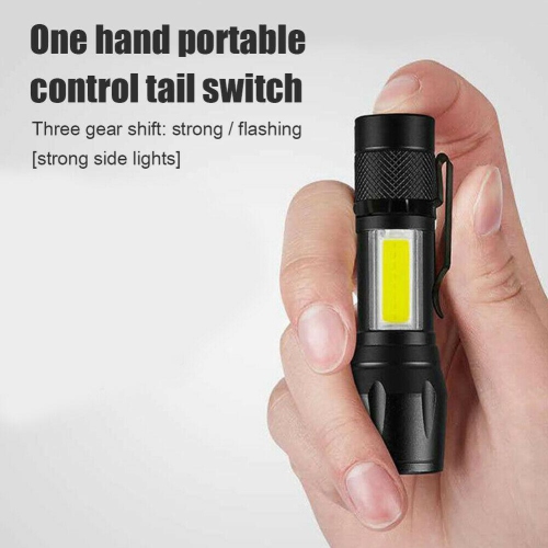 XPE+COB LED Flashlight USB Rechargeable IPX4 3 Modes Emergency Torch Light