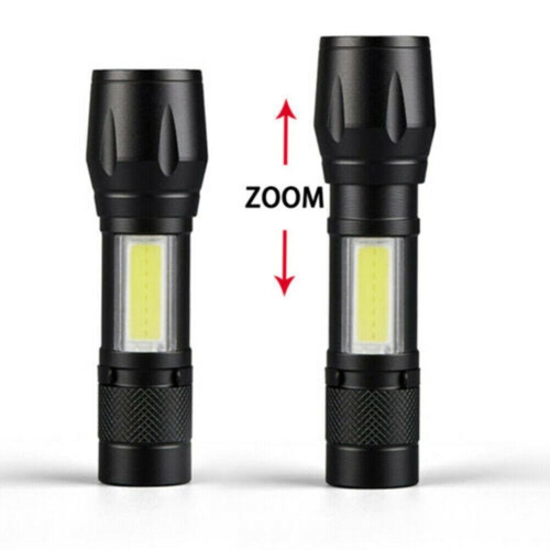 XPE+COB LED Flashlight USB Rechargeable IPX4 3 Modes Emergency Torch Light