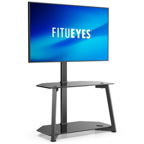 FITUEYES Table TV Stand for 23 - 55 Inch TCL Hisense Samsung LG TVs Console Stands with Tempered Glass and Height Adjustable Max VESA 400x400 mm