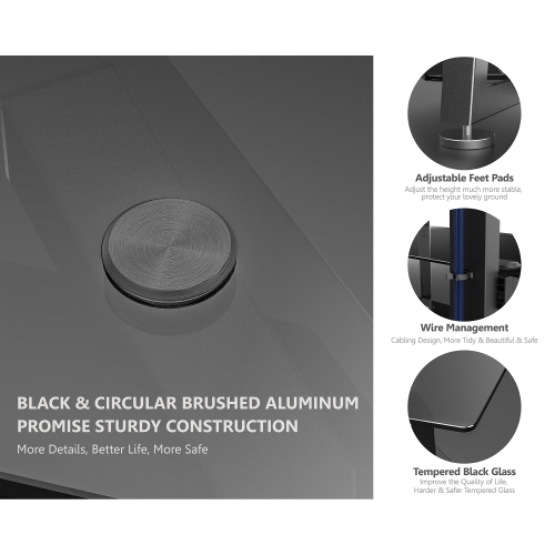 FITUEYES Table TV Stand for 23 - 55 Inch TCL Hisense Samsung LG TVs Console Stands with Tempered Glass and Height Adjustable Max VESA 400x400 mm