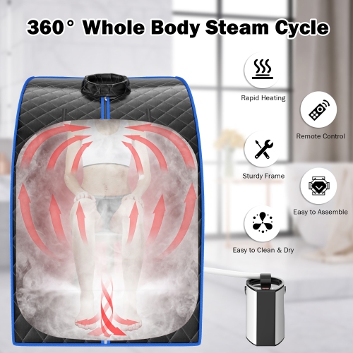 Costway Portable Steam Sauna w/ 9-gear Adjustable Temperature & Herbal Box
