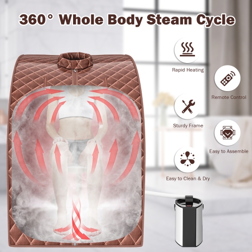 Costway Portable Steam Sauna w/ 9-gear Adjustable Temperature & Herbal Box