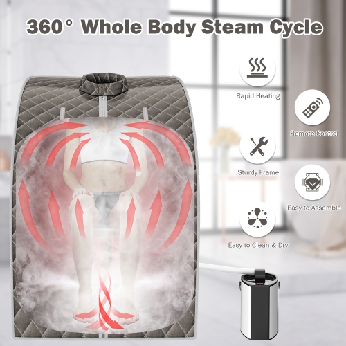 Costway Portable Steam Sauna w/ 9-gear Adjustable Temperature & Herbal Box