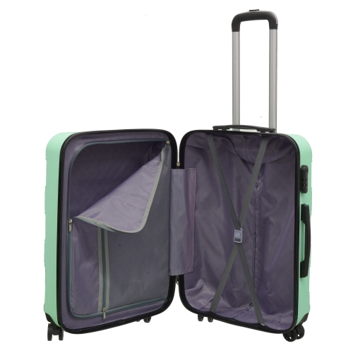 NICCI Deco Collection ABS Plastic 4-Wheel Spinner Hardside Luggage 24" Medium, Mint Green