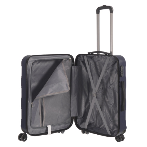NICCI Deco Collection ABS Plastic 4-Wheel Spinner Hardside Luggage 24" Medium, Dark Blue