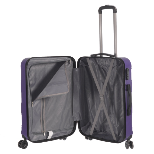 NICCI Deco Collection ABS Plastic 4-Wheel Spinner Hardside Luggage 24" Medium, Purple