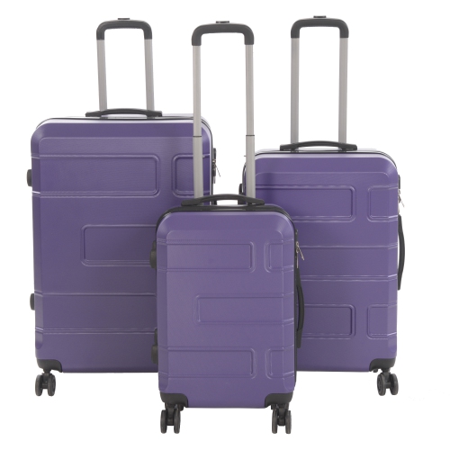 NICCI Deco Collection ABS Plastic 4-Wheel Spinner Hardside Luggage 24" Medium, Purple