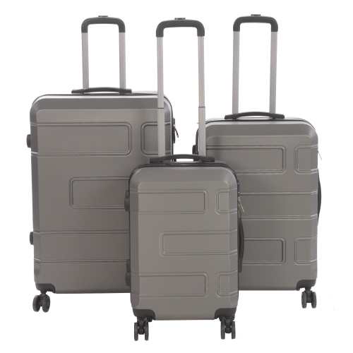 NICCI 3 Piece Luggage Set Deco Collection - Charcoal Grey