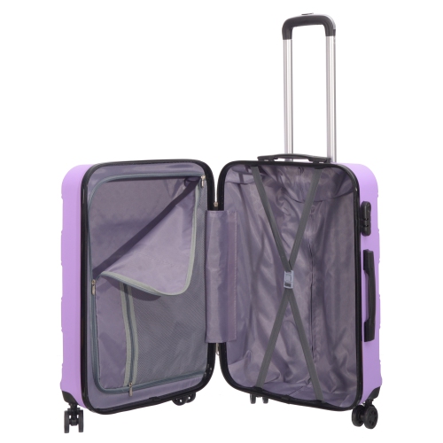 NICCI Deco Collection ABS Plastic 4-Wheel Spinner Hardside Luggage 24" Medium, Lilac