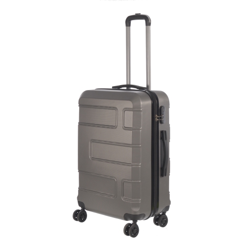 NICCI Deco Collection ABS Plastic 4-Wheel Spinner Hardside Luggage 24" Medium, Charcoal Grey