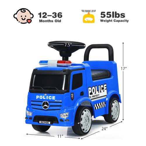 Costway Kids Ride On Push Police Car Licensed Mercedes Benz Push and Ride Racer