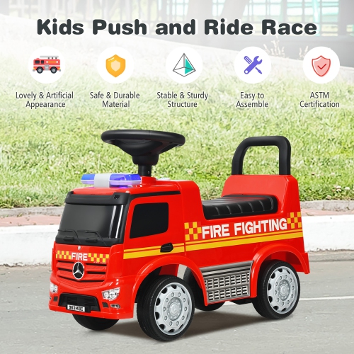 Mercedes Benz Push and Ride Racer Red de Costway Kids Ride on Fire Engine homologuée