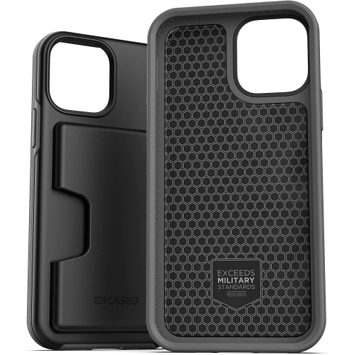 Encased Phantom Designed for iPhone 13 Pro Max Wallet Case Protective Phone Case with Card Holder (4 Credit Card Capacity) Black