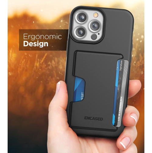 Encased Phantom Designed for iPhone 13 Pro Max Wallet Case Protective Phone Case with Card Holder (4 Credit Card Capacity) Black