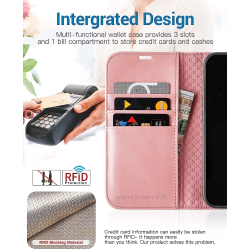 iPhone 13 Case, PU Leather iPhone 13 5G Wallet Case[Card Holder][Kickstand] [TPU Inner Shell][RFID Blocking] Flip Phone Cover Compatible for 6.1 Inch