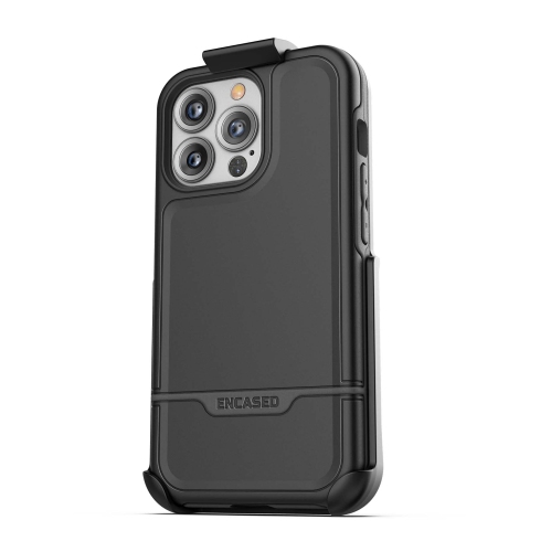 Encased Rebel Designed for iPhone 13 Pro Max Belt Clip Case Protective Shockproof Case with Holster (Black)