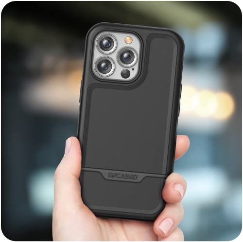 Encased Rebel Designed for iPhone 13 Pro Max Belt Clip Case Protective Shockproof Case with Holster (Black)