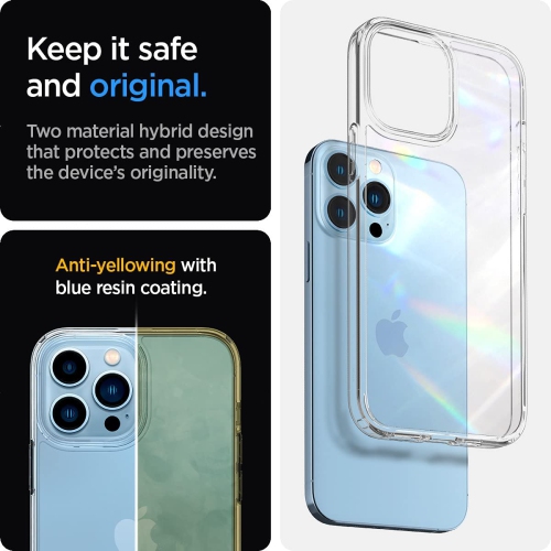 Spigen Ultra Hybrid [Anti-Yellowing Technology] Designed for iPhone 13 Pro Case - Crystal Clear