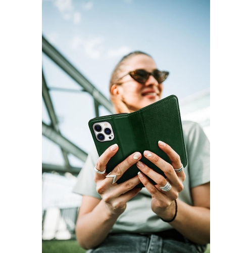 iPhone 13 Pro Max 5G, Premium PU Leather Flip Folio Wallet with Card Slot, Stand, Book Design [Shockproof TPU Interior Case] Compatible with iPhone