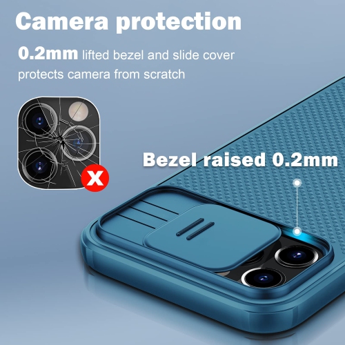 Tcick Compatible with iPhone 13 Pro Max Case with Slide Camera Cover Protection, Hard PC Back and Soft Bumper Edge Design fo