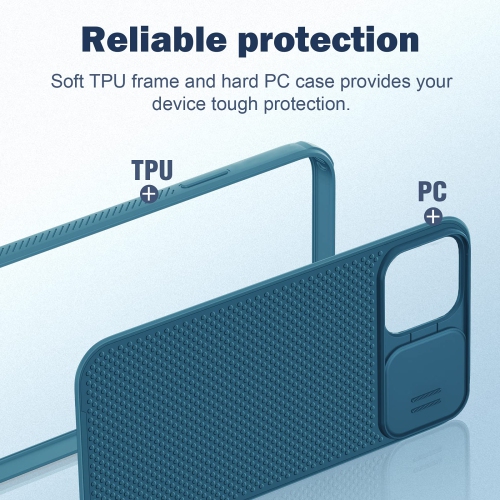 Tcick Compatible with iPhone 13 Pro Max Case with Slide Camera Cover Protection, Hard PC Back and Soft Bumper Edge Design fo