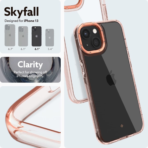 Caseology Skyfall Clear Case Compatible with iPhone 13 Case Clear for Women & Men - Royal Rose Gold