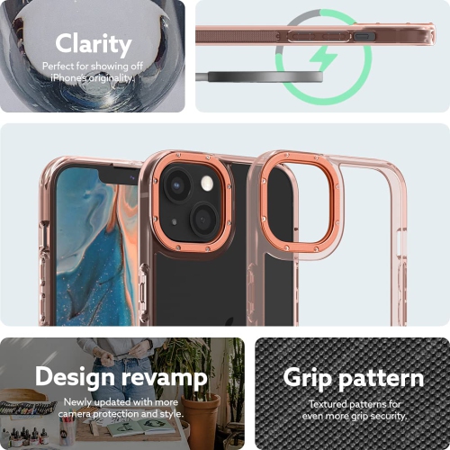 Caseology Skyfall Clear Case Compatible with iPhone 13 Case Clear for Women & Men - Royal Rose Gold