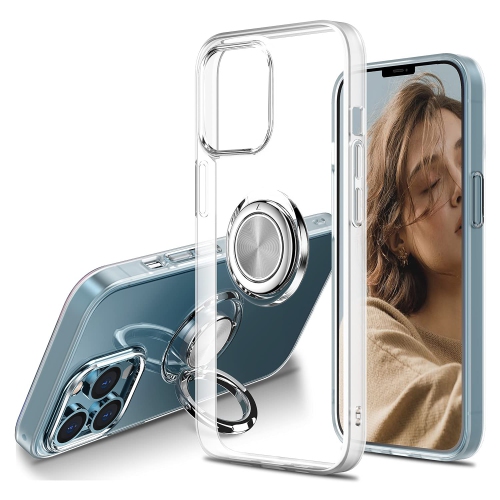 Image 1 of 10.. Compatible with iPhone 13 Pro Max Case, Clear Case for iPhone 13 Pro Max with Rotating Ring Kickstand Slim Fit Soft TPU Tran