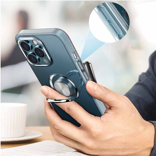 Compatible avec l’étui iPhone 13 Pro Max, l’étui transparent pour iPhone 13 Pro Max et la béquille rotative en TPUR souple ajusté avec béquille