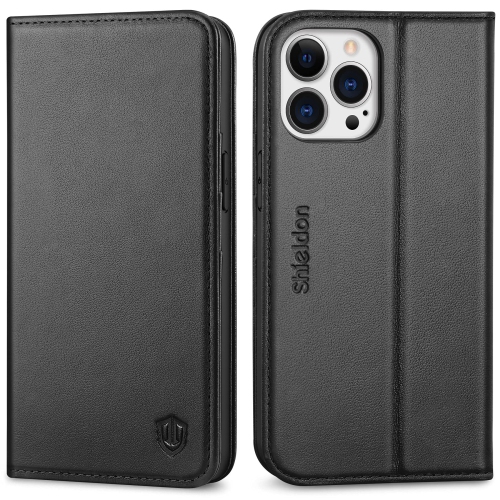 Image 1 de 10.. Étui SHIELDON pour iPhone 13 Pro 5G, étui portefeuille en cuir véritable étui portefeuille en cuir avec blocage RFID porte-carte de crédit, support
