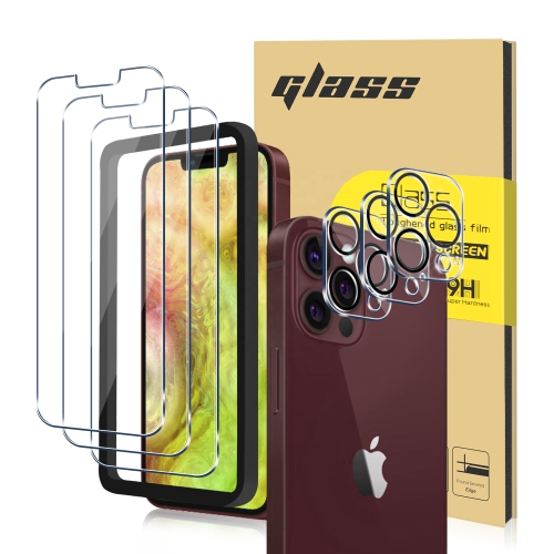 [3+3 PACK] 3 Pack Screen Protector & 3 Pack Camera Lens Protector Compatible with iPhone 13 Pro Max [6.7 inch] Tempered Glass, Bubble Free, Easy