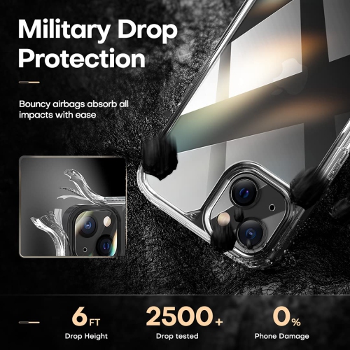 TOCOL 3 in 1 Designed for iPhone 13 5G Case 6.1 inch - With 2Pcs Tempered Glass Screen Protector + 2Pcs Camera Lens Protecto