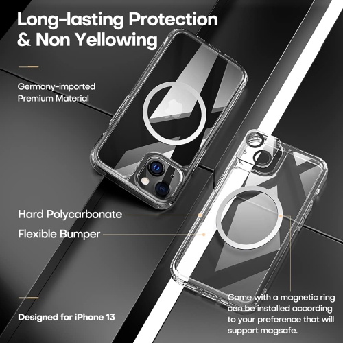 TOCOL 3 in 1 Designed for iPhone 13 5G Case 6.1 inch - With 2Pcs Tempered Glass Screen Protector + 2Pcs Camera Lens Protecto