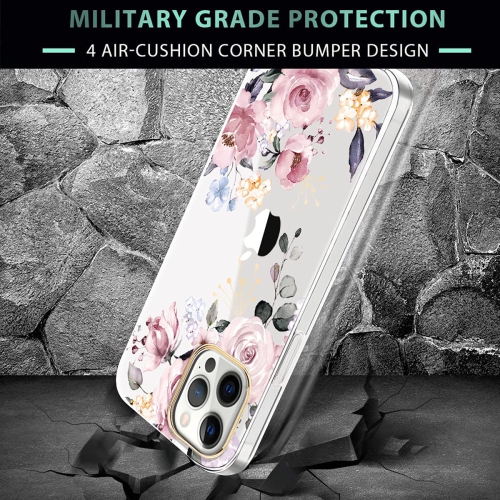 luolnh Compatible with iPhone 13 Pro Max Case with Flower,for Girly Women,Shockproof Clear Floral Pattern Hard Back Cover fo