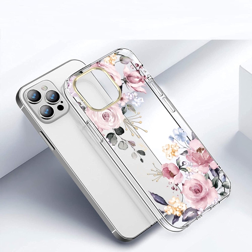 luolnh Compatible with iPhone 13 Pro Max Case with Flower,for Girly Women,Shockproof Clear Floral Pattern Hard Back Cover fo