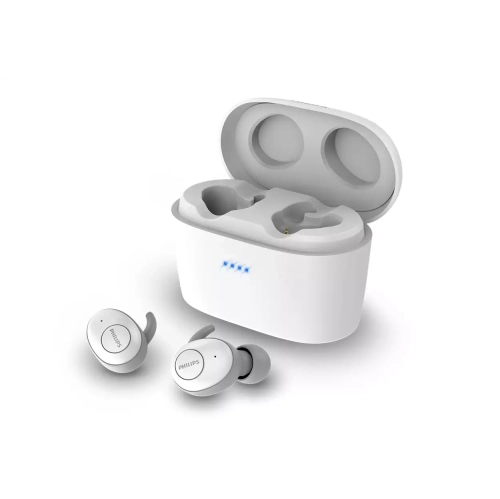 Philips Audio New UpBeat True Wireless Bluetooth 5.0 Wireless in-Ear Earbuds, Up to 110 Hours of Playtime with Power Bank Charging Case -, White