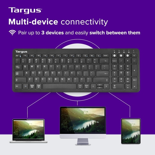 Clavier Bluetooth de taille moyenne pour appareils multiples de Targus - Compatible avec ChromeOS, Windows, macOS, iOS et Android