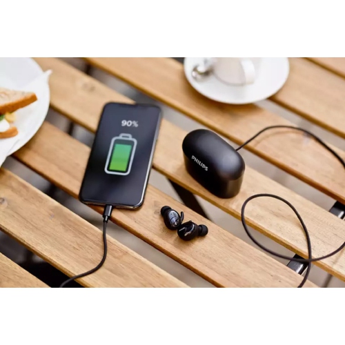 Philips In-ear true wireless headphones with 6MM Drivers, and built-in 3350 mAH power bank charging case - SHB2515BK/10 Black