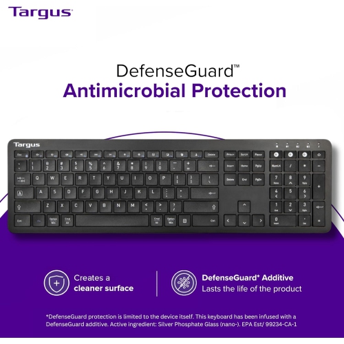 Targus Full-Size Multi-Device Bluetooth Keyboard – 104-Key QWERTY Layout, Connect Up to 3 Devices, Compatible with Chrome OS, Windows, macOS, iOS,