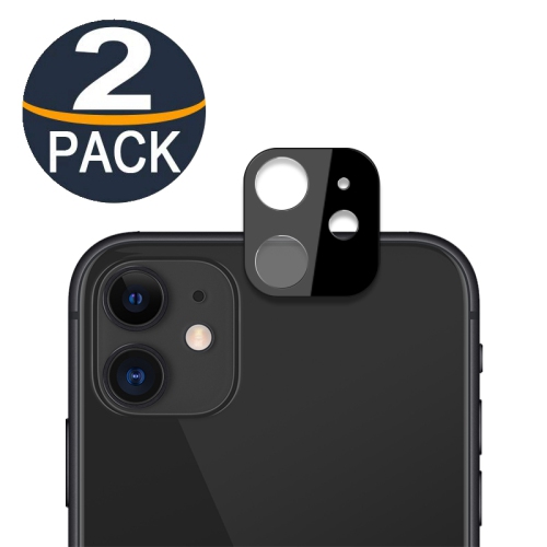 【2 Packs】 Protecteur d'objectif de caméra en verre trempé ultra fin CSmart pour iPhone 11, noir