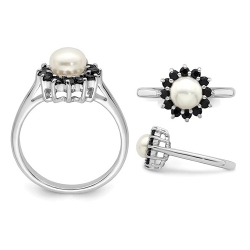 Pearl and clearance sapphire ring