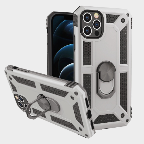 【CSmart】 Anti-Drop Hybrid Magnetic Hard Armor Case with Ring Holder for iPhone 13 Pro, Grey
