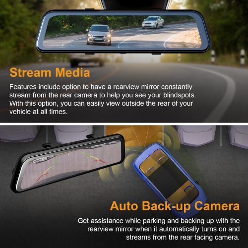 Rexing M2 Smart Dual Channel Mirror Dash Cam 12″ Touch Screen w/ BSD ADAS