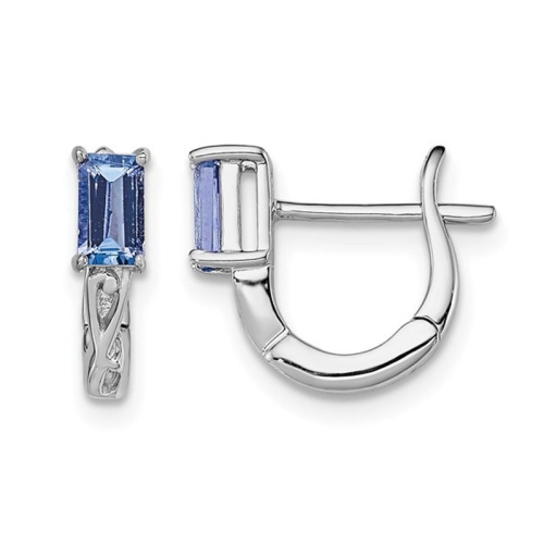 3/5 Carat Tanzanite Hoop Earrings in Sterling Silver