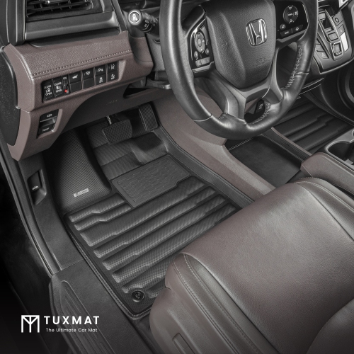 TuxMat - For Honda Odyssey 2018-2026 Models - Custom Car Mats - Maximum Coverage, All Weather, Laser Measured - This Full Set Includes 1st, 2nd and