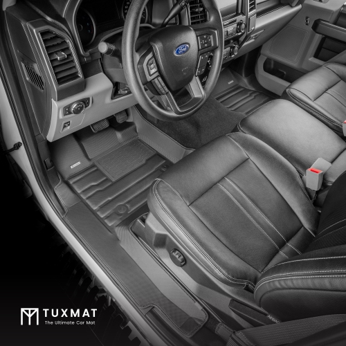 TuxMat - For Ford F150 SuperCrew 2015-2020 Models - Custom Car Mats - Maximum Coverage, All Weather, Laser Measured - This Full Set Includes 1st and