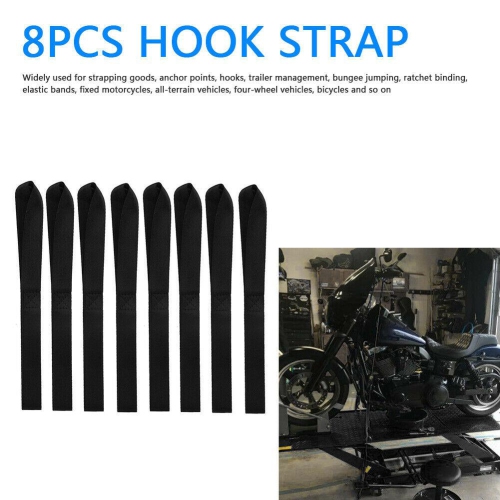 8pcs 13x1 inch Soft Loop Tie-Down Strap for Securing ATV Motorcycle