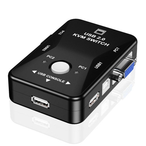 HW1701 – Commutateur KVM manuel 2-en-1 VGA 1080p, 2 ports USB