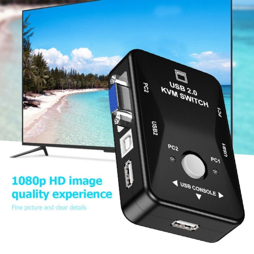 HW1701 – Commutateur KVM manuel 2-en-1 VGA 1080p, 2 ports USB